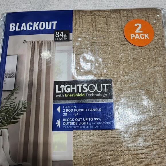 Hayden blackout curtains W38'' x L 84'' 2 rod pocket panels - Picture 5 of 6